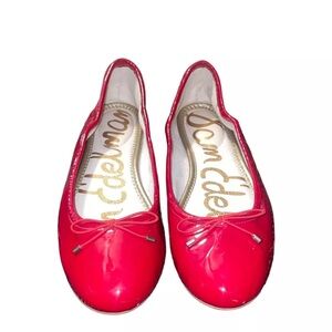 Sam Edelman Felicia Red Patent Leather Bow Ballet Flats Shoes Size 7.5